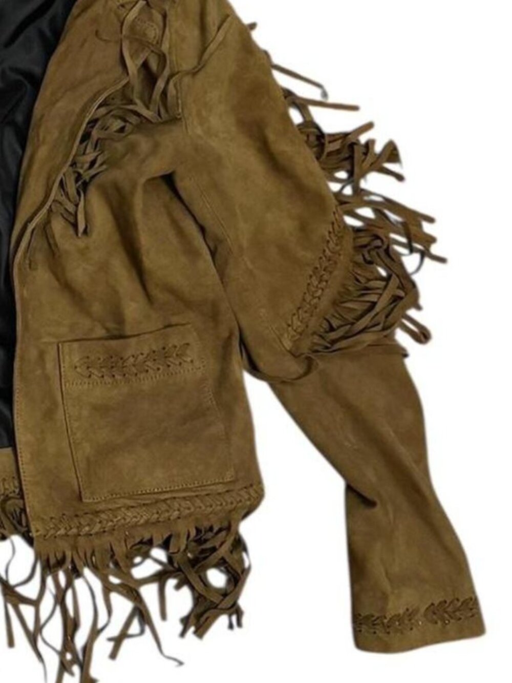 Kate Moss for Topshop Suede Fringe Jacket Brown Western Boho Rare US 2 UK 6 - Picture 5 of 6